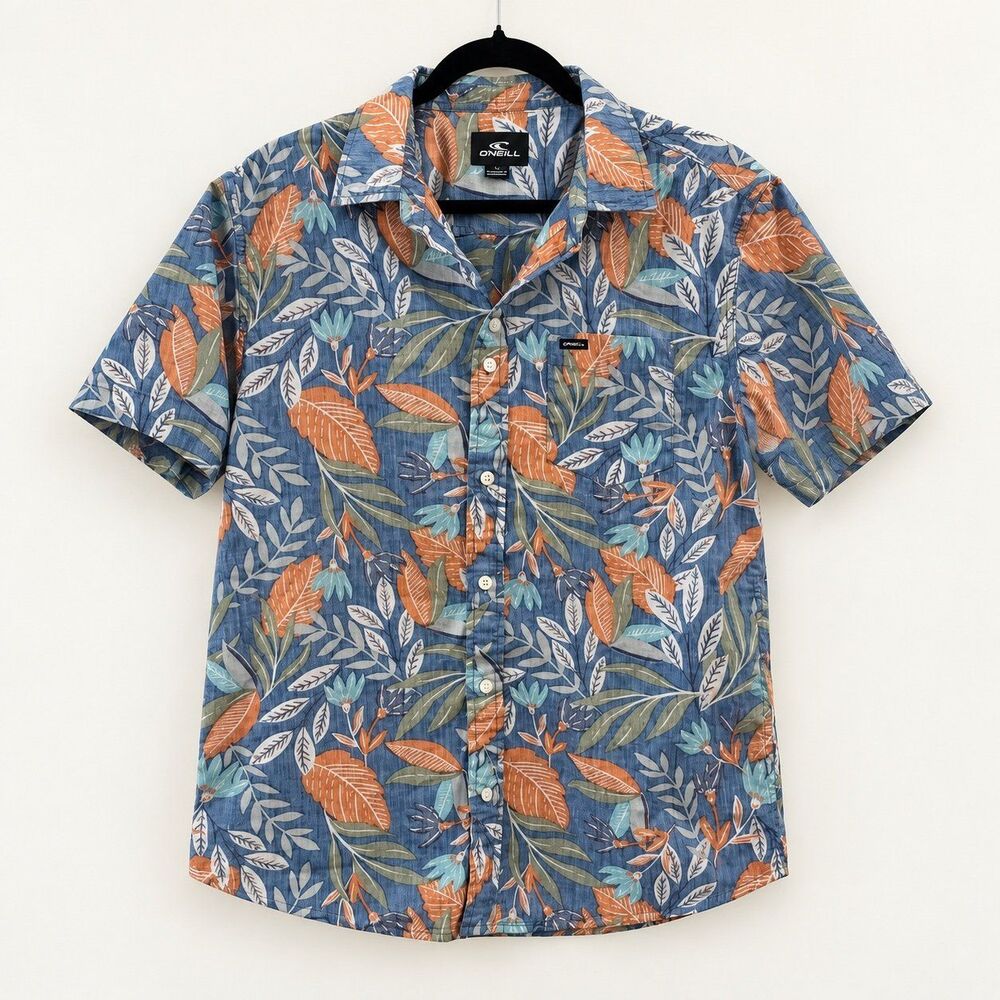 {O’Neill} tropical-print short-sleeve button-up shirt, S